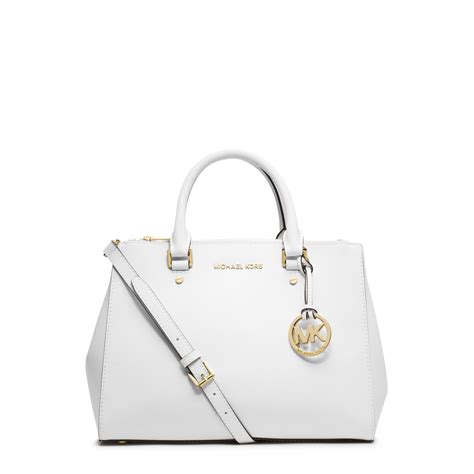 michael kors gia leather large white satchel|michael kors opened satchel purse.